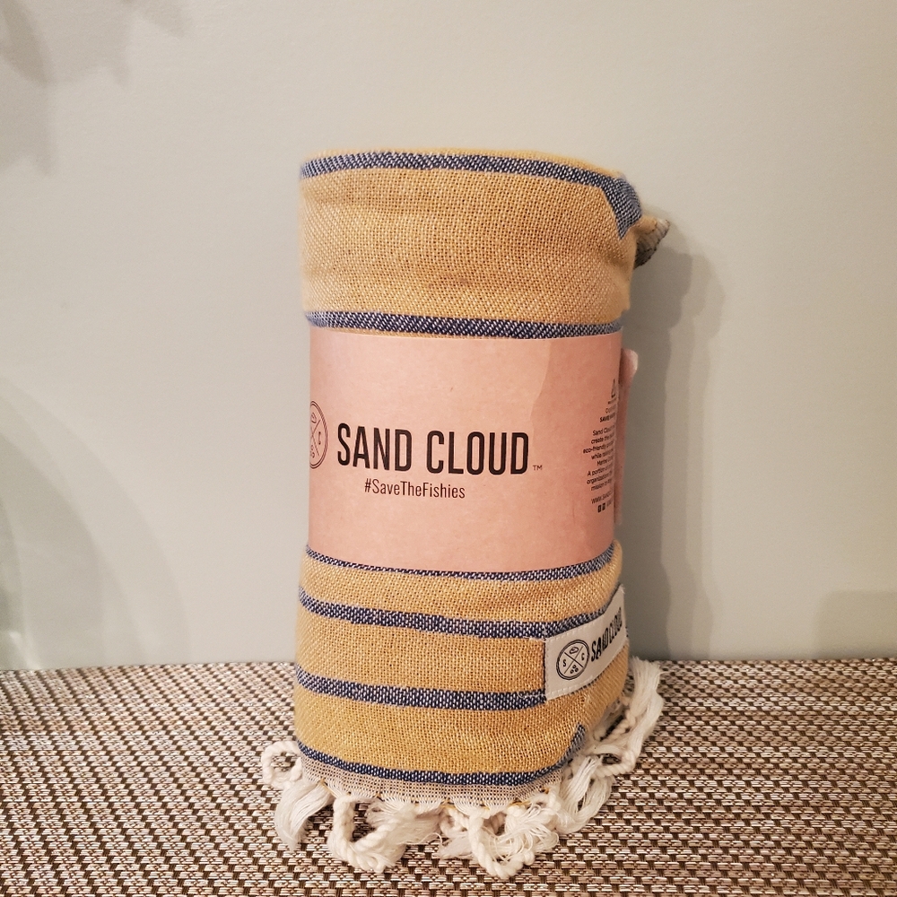 SandCloud Yellow & Blue Striped Turkish Towel New